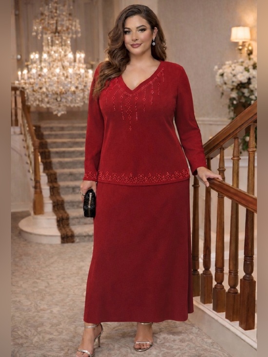 Ultra Dress Collection Dresses & Skirts - Ultra Dress Collection Red Embellished Dress | Plus Size 14W | Evening | Formal